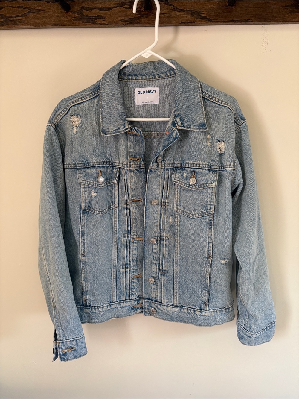 Old Navy Light Blue Distressed Denim Jacket